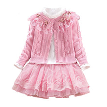 Load image into Gallery viewer, Children's Sets Christmas Autumn Winter Girls Sweater Coat Cotton Shirt Lace Dress Long Sleeve Hand Beading Princess clothes