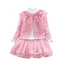 Load image into Gallery viewer, Children's Sets Christmas Autumn Winter Girls Sweater Coat Cotton Shirt Lace Dress Long Sleeve Hand Beading Princess clothes