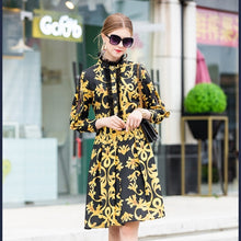 Load image into Gallery viewer, 2019 new office lady Long sleeves shirt dress xl A Line spring Clothing party print Women Vintage Christmas Lace dresses Autumn