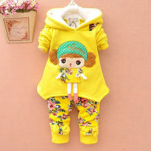 Load image into Gallery viewer, Baby Girls Winter Thicken Warm Wool Christmas Clothing Set Korean Kids Snowsuit Clothes Set Children Hoodies+pant 2pcs Kids Suit