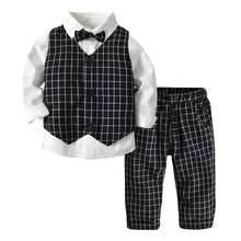 Load image into Gallery viewer, 3pcs/set Toddler Christmas Outfit Fall Formal Plaid Style Long Cotton Shirt with Pants and Vest for Baby Boys Clothing