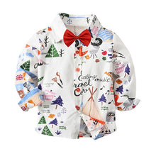 Load image into Gallery viewer, Sweet Boys Kids Cute Cartoons Striped Bow Christmas Shirt Autumn Spring Western Prince Fashion Tops