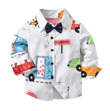 Load image into Gallery viewer, Sweet Boys Kids Cute Cartoons Striped Bow Christmas Shirt Autumn Spring Western Prince Fashion Tops