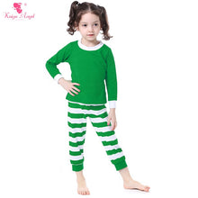 Load image into Gallery viewer, Kaiya Angel Christmas Pajamas Boutique Outfits Baby Clothing Green Stripe Christmas Children Clothing Shirt Leggings Suit 2 Pcs
