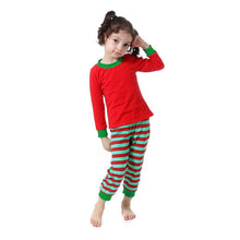 Load image into Gallery viewer, Kaiya Angel Christmas Pajamas Boutique Outfits Baby Clothing Green Stripe Christmas Children Clothing Shirt Leggings Suit 2 Pcs