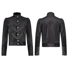Load image into Gallery viewer, PUNK RAVE Men Steampunk Retro Stripe Velvet Blouse Stitching Bubble Sleeve Evening Party Shirt Halloween Christmas Dress Shirt