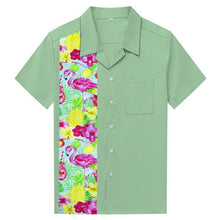 Load image into Gallery viewer, AOWOFS 2018 Fashion Flamingo Shirts Men Rockabilly Short Sleeve Pineapple Print Floral Hawaiian Shirt Men Big Size Beach Clothes