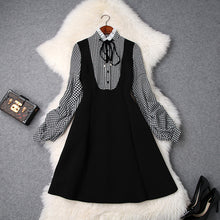 Load image into Gallery viewer, High street shirt dress Spring 2019 new Superior quality Women Christmas lady Bow Party Dress Patchwork winter A Line dresses