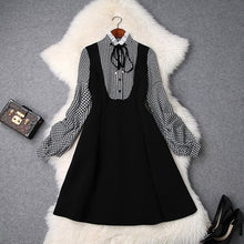 Load image into Gallery viewer, High street shirt dress Spring 2019 new Superior quality Women Christmas lady Bow Party Dress Patchwork winter A Line dresses