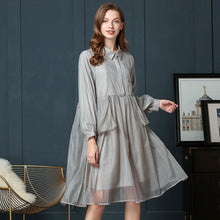 Load image into Gallery viewer, 2019 Early Autumn Will Code Suit-dress Temperament Shirt Fat Skirt Mm Thin Western Style Cover The Belly A Word Chiffon Dress