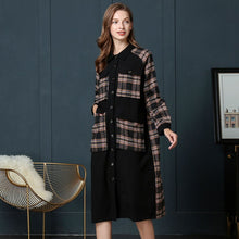 Load image into Gallery viewer, Will Code Suit-dress 2019 Early Autumn Fat Mm Thin Long Fund Lattice Leisure Time Cotton Lapel Shirt Skirt