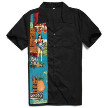 Load image into Gallery viewer, Funny Mens Hawaiian Shirts Short Sleeve Rocknroll Punk Style Casual Shirts Men Clothing American Size Black Rockabilly Shirt