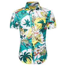 Load image into Gallery viewer, New Summer Hawaiian Print Short Sleeve Flower Shirt Loose Fat Big Size Shirt Men's Casual Short Sleeve Beach Shirt